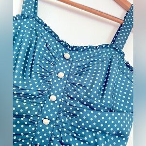Betsey Johnson Flirty Turquoise & White Polka Dot Dress (Women’s Size 6)